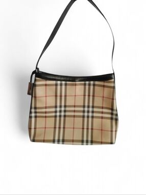 Burberry Nova Check Coated Canvas Leather Shoulder Bag
